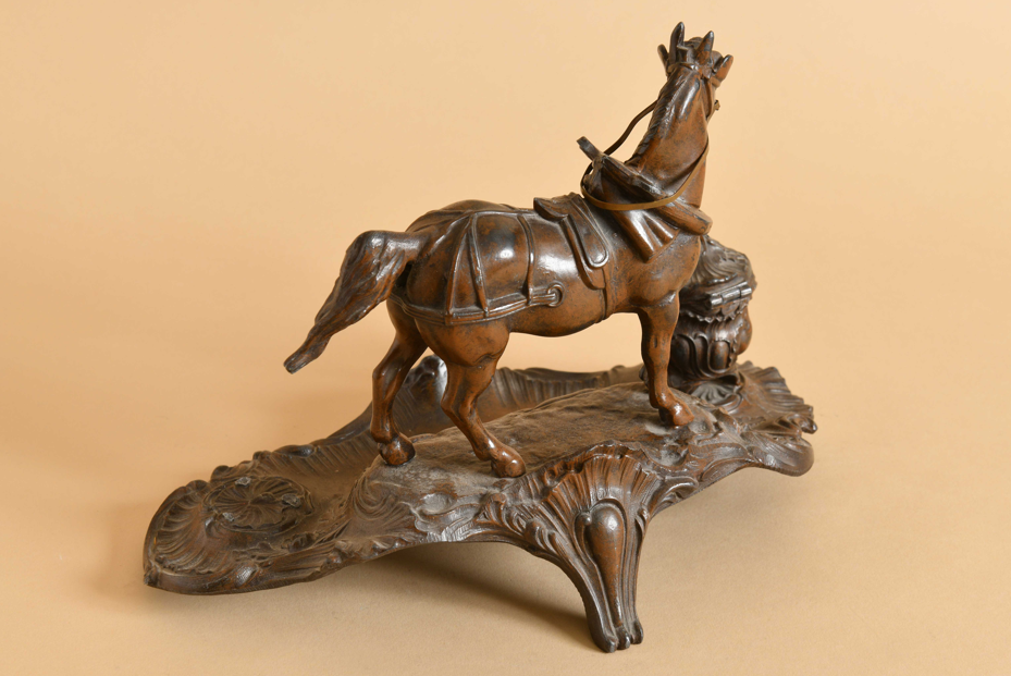 Encrier en régule signé A. Bossu cheval de trait.2