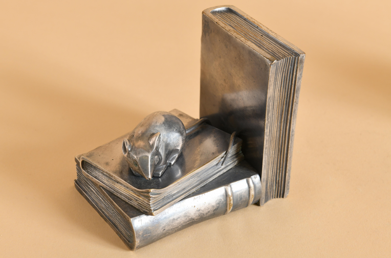 paire de serre livre en bronze argenté.2